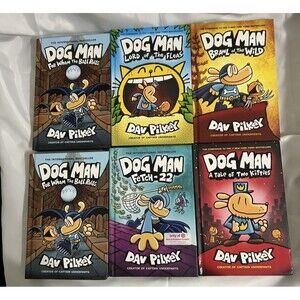 Lot of 6 Dog Man Children's Hardcover HC Kids Scholastic Books by Dav Pilkey
